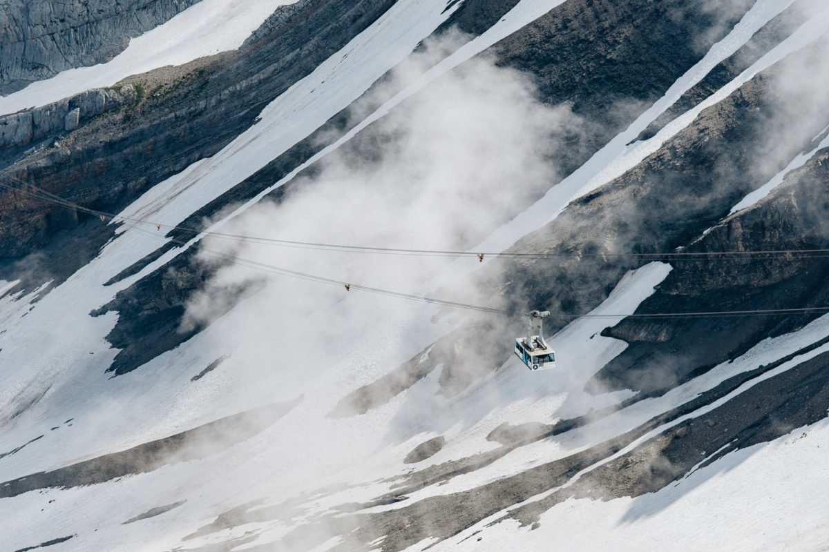 Les cabines de Glacier 3000. Plus que quelques minutes avant l'aventure !